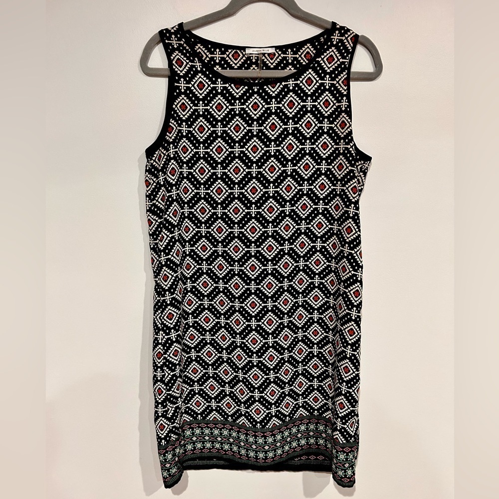 Amber Blue Printed Tank Shift Dress- L